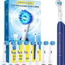 TEETHEORY Rotating Electric Toothbrush for Adults with 8 Brush Heads, Deep Clean Rechargeable Electric Toothbrush with 4 Modes and 2 Min Smart Timer, Last 30 Days and IPX7 Waterproof Blue