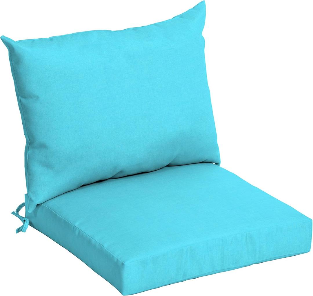 Arden Outdoor Dining Chair Cushion, 21 x 21, Rain-Proof, Fade Resistant 21 x 21, Pool Blue Leala
