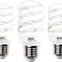 E26 Spiral CFL Light Bulbs Medium Base 13Watt (60Watt Equivalent) Soft White 2700K, 1040Lm Non-dimmable Compact Light, (3 Pack)