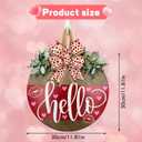 Valentines Day Wreaths for Front Door Hello Valentine Hanger Sign Outside Rustic Holiday Farmhouse Wooden Door Decoration Hanging with Bows Outdoor (Red)