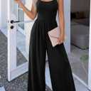 PRETTYGARDEN Jumpsuits for Women Summer 2026 Sleeveless Wide Leg Date Night Rompers Beach Vacation Cruise One Piece Outfits (Black, XL)