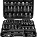 ELEAD 67 Piece 1/2" Drive Deep Impact Socket Set: Standard SAE (3/8"-1-1/4") & Metric (8-24 mm), Including 3 ", 5", 10" Extension Bar, Universal Joint, Ratchet Handle and Adapter