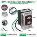 Auspow Doorbell Transformer 24V 40VA for Ring Video Doorbells, Hardwired Door Chime Transformer Power Supply, Compatible with Ring, Nest Hello, Wyze and Eufy Video Doorbells