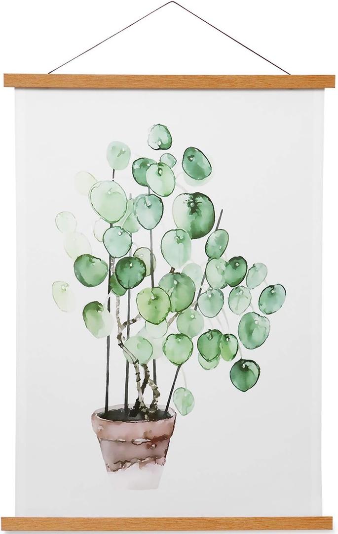 HONKKI Magnetic Poster Frame Hanger, Natural Teak, Poster Hanger for Photos, Pictures, Prints, Maps, Scrolls and Canvas Artwork (8 Inch)