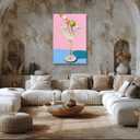 Vintage Cocktail Wall Art Playful Martini Olive Girl Diving into Cocktail Glass Posters Funky Aesthetic Canvas Prints Retro Bar Cart Decor for Bar Bedroom 8x12inch Framed (style-4)