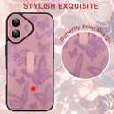 for iPhone 16 Case with Finger Strap Holder, Cute Cool Butterfly Print Pattern Design for Women Girls, Shockproof Anti Scratch Hand Kickstand Protective Cover, Pink