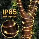 200 LED Solar Rope Lights Outdoor, 66FT Solar String Lights Indoor Waterproof Solar Powered Trampoline Light Clear Tube Pool Light for Camping Fence Yard Walkway Path Garden Outside Decor(Warm White)