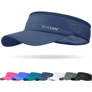 Sukeen Sports Sun Visor Men Women Lightweight Packable Cooling Stretchy Visor Hat for Running, Tennis, Golf (One Size, Navy Blue)