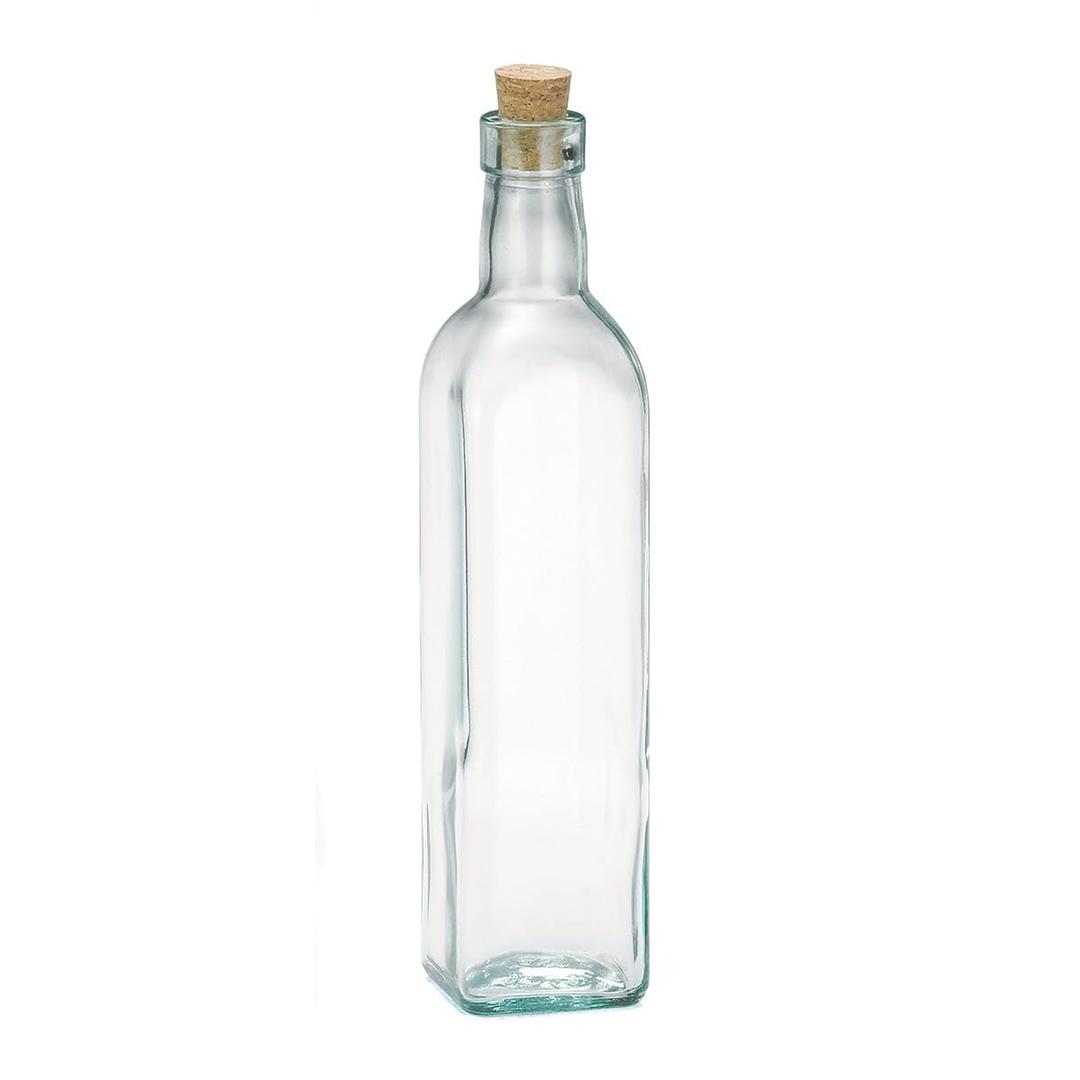 Tablecraft Prima Glass 16 Oz Olive Oil Bottle with Cork Stopper