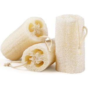 Createjoya Natural Loofah Body Scrubber Sponge, Set of 3 Organic 5 Inch Luffa for Exfoliating & Smooth Skin Cleansing, Ideal for Men & Women, Spa & Shower Use