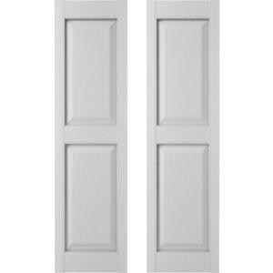 Builders Edge 14.75 in. W x 59 in. H Builders Edge, Standard Two Equal Panels, Raised Panel Shutters, Includes Matching Installation Spikes (Per Pair), 001 - White