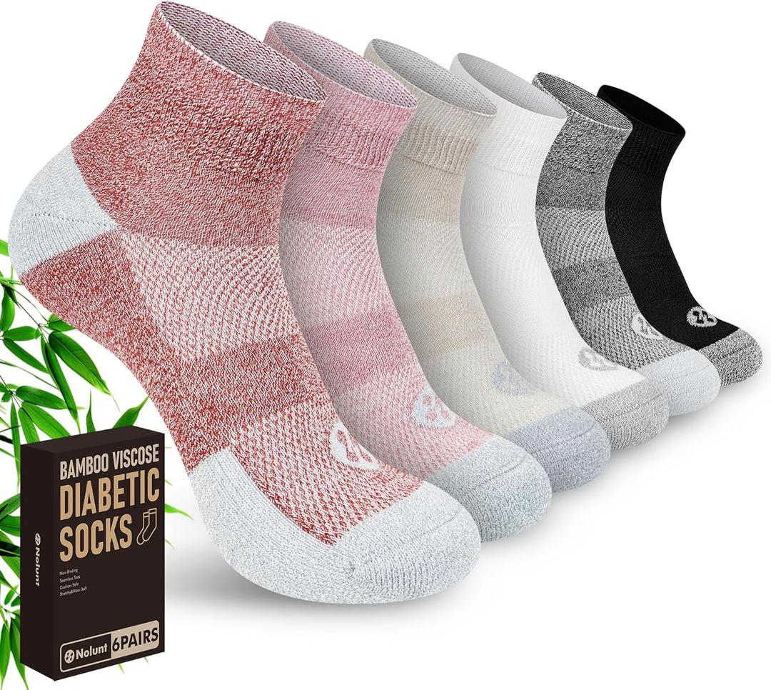 Diabetic Socks for Men,6 Pairs Ankle Mens Diabetic Socks,Diabetic Neuropathy Socks for Men Size 9-12/10-13/13-15. (Large, Light Brown a/White a/Beige a/Dark Brown a/Dark Grey a/Black a)