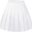 FindDress Pleated Skirts for Women Mini Tennis Skirt High Waist Skater Skirts Cheerleader Versatile Casual Skirt Stretchy Elastic Waist White XXL