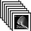 Picrit 24x24 Black Poster Frame 7 Pack, Display Pictures 20 x 20 Picture with Mat or 24 x 24 without Mat for Horizontal or Vertical Wall Mounting, Wall Gallery Photo Frames