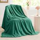 BEDELITE Fleece Throw Blanket for Couch & Bed - 3D Jacquard Decorative Dark Green Blanket, Super Soft and Cozy Warm Fuzzy Blanket All Seasons Suitable, 60x80Inches