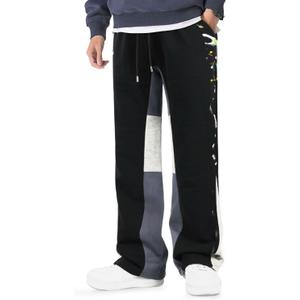 GINGTTO Men's Sweatpants Open Bottom with Pockets Stacked Flared Track Pants (Black)