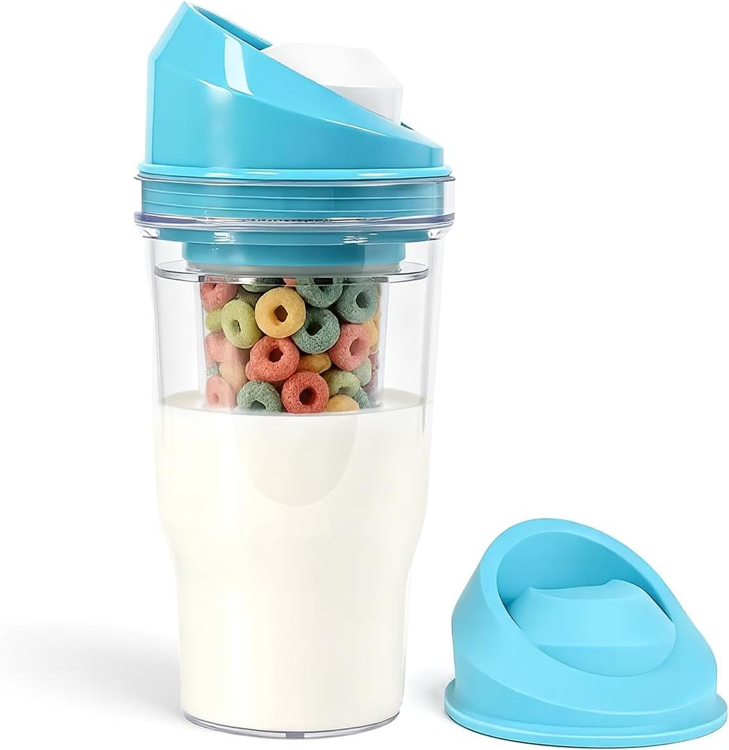Portable Cereal Cup for On-the-Go Breakfast (Blue)
