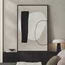 Framed Modern Black White Beige Abstract Wall Art, 1 Piece 24x36 In