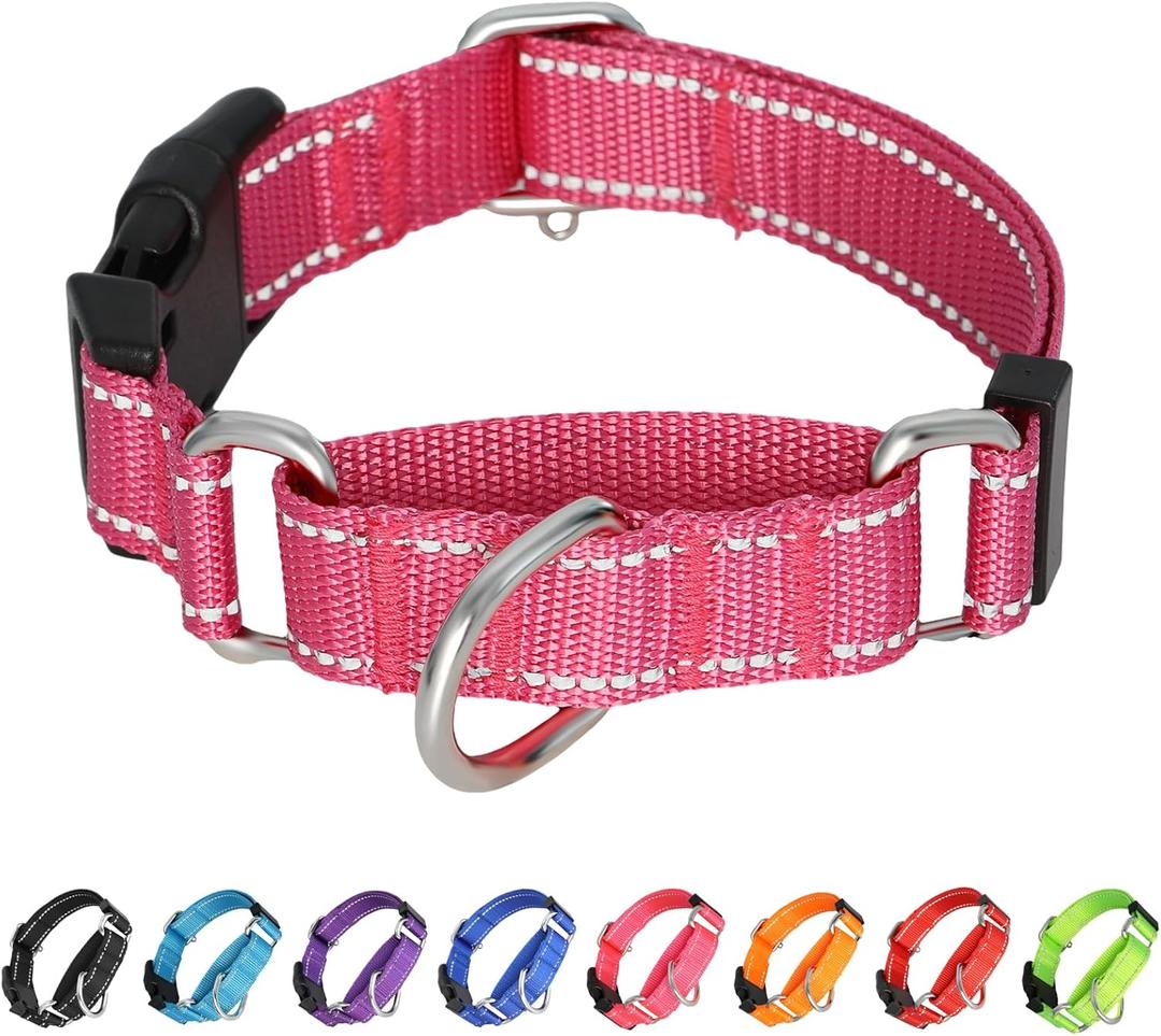 Martingale Collar for Dogs,Reflective Martingale Dog Collars with Quick Release Buckle,Adjustable Nylon No Pull Dog Collar for Walking Training (Red, Extra Large) (Medium)