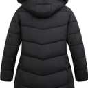 Women's Plus Size Winter Windproof Warm Down Coats Waterproof Thicken Hooded Fashions Puffer Jacket (Black) 4X