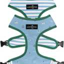 Lucy & Co. Set Sail Reversible Harness, Walking Halter - Best Designer Pet Harnesses for Medium Dogs - Padded Adjustable Vest for Easy Walking, Medium, Blue & White Stripes & Sailboats (The Set Sail Reversible Harness)