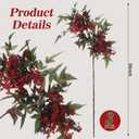 Zeyune 3 Pcs Spring Red Faux Berry Stem Realistic Sedum Stem Spray Artificial Flowers Picks Branches Fake for Wedding Holiday Seasonal Farmhouse Mantel Harvest DIY Home Decorations(35 Inch)