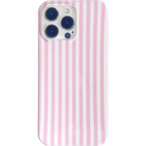 Pink and White Striped Phone Case for iPhone 14 Pro,Cute Aesthetic Vertical Stripes Classic Retro Girly Slim Protective Cover for iPhone 14Pro 6.1in,Pink White