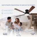 Ayaoty 54 inch Ceiling Fans with Lights and Remote, Low Profile Ceiling Fan with Light, Flush Mount, Reversible, 3CCT, Dimmable, Noiseless, Brown Ceiling Fan for Bedroom, Indoor/Outdoor Use