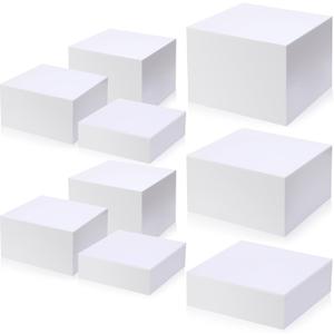 Suzile 9 Pcs Acrylic Buffet Risers Display Box Cube 5 Sided Food Riser Table Stand for Display with Hollow Bottoms for Party, 8 x 8 x 6, 7 x 7 x 4 Inches, 6 x 6 x 2 Inches(White)