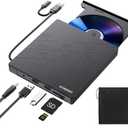 ORIGBELIE External DVD Drive, CD Drive USB 3.0 Typle C CD/DVD ROM +/-RW Adapter with USB Port DVD Burner for Laptop PC Desktop Computer, Optical Disk Drive CD Player Compatible with Mac Windows Linux