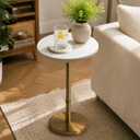 10" Adjustable Marble Drink Table, End Table with 4 Coasters, Small