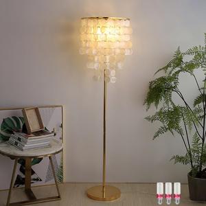 Shell Floor Lamp, Rustic Standing Light, Elegant 3 Lights Shell Lamp for Living Room Bedroom Gold Finish (Metal Base)