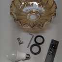 Gold Floor Lamp for Living Room,Bedroom,Mid Century Modern Standing Lamp with Remote,Dimmable Brass Tall Lamp Amber Glass Lamp Vintage Retro Arc Floor Lamps Flower Floor Light Boho Bohemian