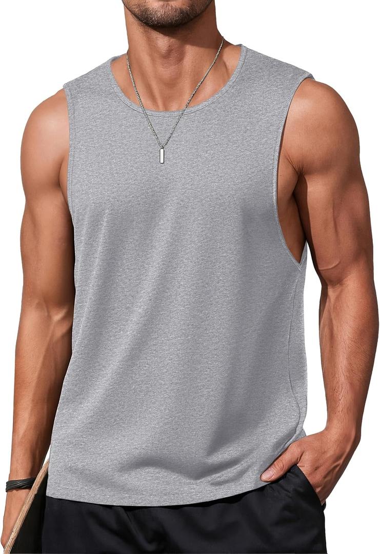 MAGCOMSEN Men's Tank Tops Workout Gym Sleeveless Shirts Moisture Wicking Breathable Muscle Shirt Casual Summer Tanks (Gray, XL)