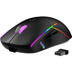 FFJ Wireless Gaming Mouse, 24000 DPI, Tri-Mode 2.4G/USB-C/Bluetooth 5.3 Gaming Mouse Wireless, RGB Programmable Mouse Gamer, 75Hrs Battery Life, Rechargeable Gaming Mice for PC, Mac, PS5, Xbox - Black