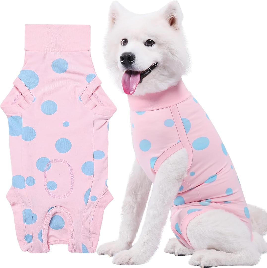 X-Lager Dog Recovery Suit Female Spay, Professional Dog Surgery Suit Post Neuter, Abdominal Surgical Suit for Male Dogs Can Pee, Prevent Licking Soft Breathable Cotton Covers Wound (Pink, XL)