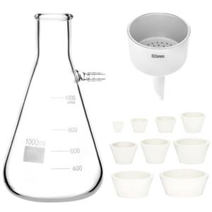 QWORK 1000ML Buchner Funnel Kit Filter Flask Set, 1L Vacuum Flask 80mm Funnel, Borosilicate Glass Heavy Wall Filtering Flask