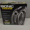 BIONIC STEEL 100 Ft Metal Garden Hose with Sprayer Nozzle, Non Kinking Designed Stainless Steel Heavy Duty Water Hose 100 Ft x 5/8 in. Flexible NON Expandable for Uninterrupted Water Flow, 500 PSI