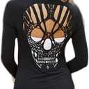 Women Cardigan Tops Long Sleeve Open Front Back Cutout Shirts Sexy Gothic Cardigan (Medium, Black)
