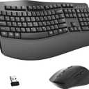 Wireless Keyboard and Mouse Combo, 2.4G Full Size Wave Keys Ergonomic Keyboard with Wrist Rest for Natural Typing, 3 DPI Adjustable Ergonomic Silent Mouse for Computer/Laptop/Windows/Mac (Gray)