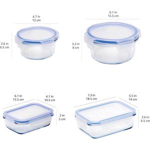 Box with Amazon Basics Leak-Proof Glass Locking Lids Food Storage Containers, 4 Pcs