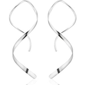 Handmade Spiral Threader Earrings Sterling Silver Hypoallergenic Twisted Pull Through Drop Dangle Earrings for Women - Silver Handmade Spiral Threader Earrings Sterling Silver Hypoallergenic Twisted Pull Through Drop Dangle Earrings for Women - Silver