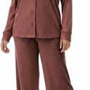 Women's Pajama Sets Long Sleeve Button Down Soft Knit Sleepwear 2 Piece Lounge Set (XS)