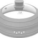 Microwave Splatter Cover Glass Cover Guard Lid with Collapsible Silicone for Food Pot Plate Cover 9.8 inch Light Grey