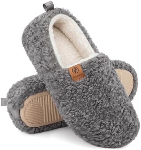EverFoams Women’s Soft Curly Full Slippers Memory Foam Lightweight House Shoes Cozy Loafer with Polar Fleece Lining 9-10