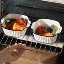 Maxdot 4 Pcs Ceramic Baking Dishes Porcelain Soup Bowls 5.75 Inches Ceramic Square Cereal Bowls with Handles for Kitchen Air Fryer Oven Microwave Safe Serving Wedding Party Gift