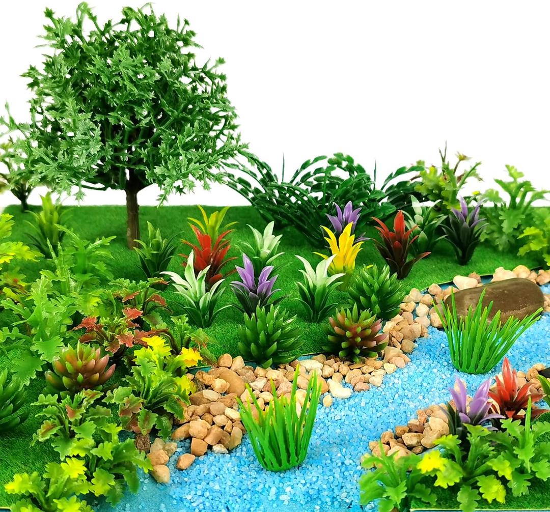 91pcs Model Trees Mixed Miniature Trees Model Train Scenery Fairy Garden Trees Diorama Trees Artificial Wargame Trees Model Railroad Scenery Diorama Supplies for DIY Scenery Landscape