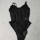 Milumia Women's Sexy Sheer Mesh Lace Bodysuit Spaghetti Strap Bustier Corset Tops Rave Party Club (Medium, All Black)