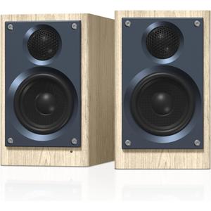 HOMAY BS3 Active Bluetooth Bookshelf Speaker, 60W Powered Home Audio Speakers with 3 Inch Woofer, Studio Monitor Speaker with Sub Out, Wood Grain, Pair