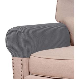 Turquoize Stretch Armrest Covers for Chairs and Sofas Couch Arm Covers for Sofa Spandex Jacquard Armrest Cover Anti-Slip Furniture Protector Washable Armchair Slipcovers for Recliner Set of 2, Gray (Grey)